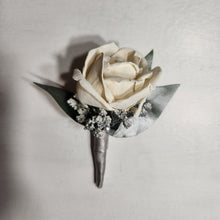 Load image into Gallery viewer, Silver Ivoy Rose Sola Wood Bridal Wedding Bouquet Accessories