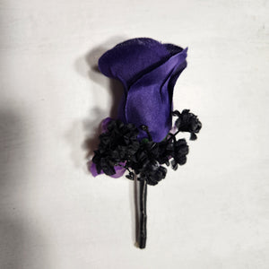 Purple Black Rose Bridal Wedding Bouquet Accessories