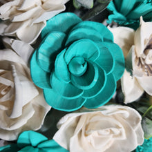 Load image into Gallery viewer, Aqua Ivory Rose Real Touch Bridal Wedding Bouquet Accessories