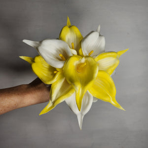 Yellow White Calla Lily Bridal Wedding Bouquet Accessories