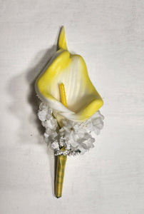 Yellow White Calla Lily Bridal Wedding Bouquet Accessories