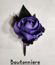 Load image into Gallery viewer, Purple Black Rose Calla Lily Sola Wood Bridal Wedding Bouquet Accessories