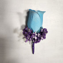 Load image into Gallery viewer, Purple Turquoise White Rose Orchid Bridal Wedding Bouquet Accessories