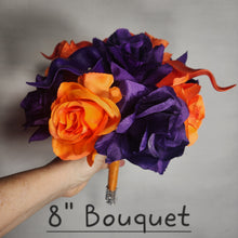 Load image into Gallery viewer, Orange Purple Rose Calla Lily Bridal Wedding Bouquet Accessories