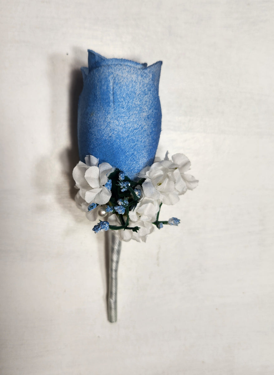 Dusty Blue White Rose Calla Lily Bridal Wedding Bouquet Accessories 