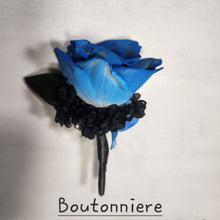 Load image into Gallery viewer, Malibu Blue Black Silver Rose Sola Bridal Wedding Bouquet Accessories