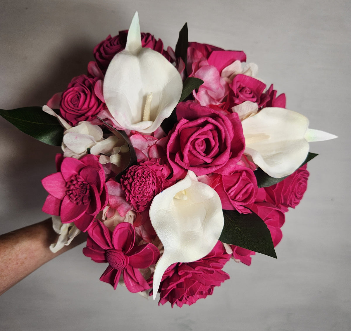 Fuchsia Rose Calla Lily Sola Wood Bridal Wedding Bouquet Accessories – Bridal  Wedding Bouquets, image size:1200x1133
