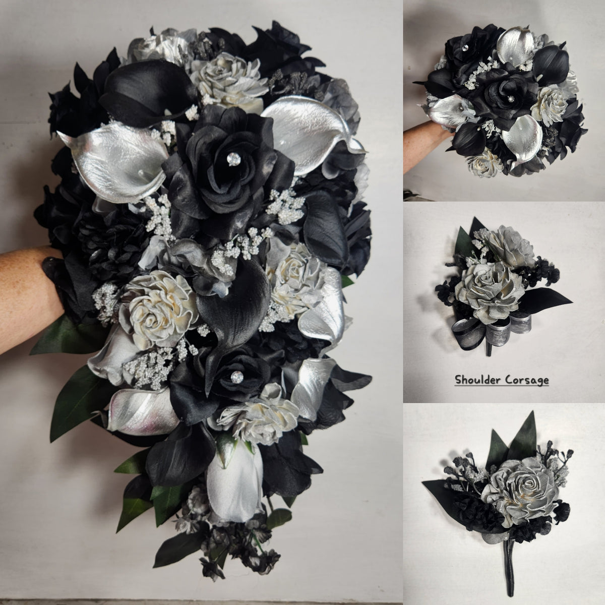 Silver wedding store bouquet flowers