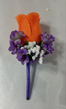 Load image into Gallery viewer, Orange Purple Rose Calla Lily Bridal Wedding Bouquet Accessories