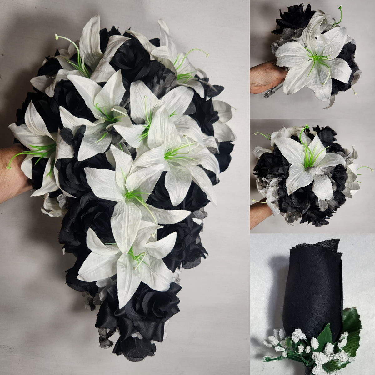 tiger lily and calla lily bouquets Black White Rose Tiger Lily Bridal Wedding Bouquet Accessories – Bridal Wedding Bouquets