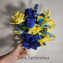 Load image into Gallery viewer, Royal Blue Yellow Rose Bridal Wedding Bouquet Accessories