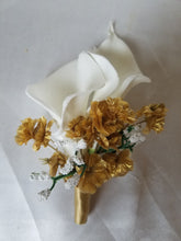 Load image into Gallery viewer, Ivory Gold Calla  Lily Bridal Wedding Bouquet Accessories