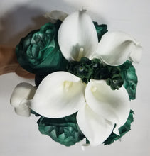 Load image into Gallery viewer, Hunter Green Rose Calla Lily Bridal Wedding Bouquet Accessories