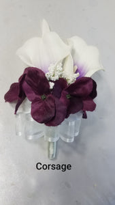 Eggplant White Hydrangea Calla Lily Bridal Wedding Bouquet Accessories