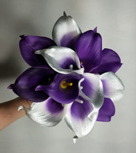 Load image into Gallery viewer, Purple Silver Calla Lily Bridal Wedding Bouquet Accessories