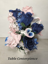 Load image into Gallery viewer, Pink Royal Blue Rose Calla Lily Bridal Wedding Bouquet Accessories