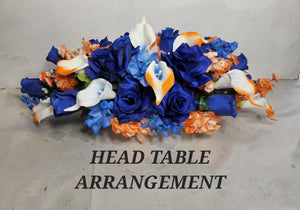 Orange Royal Blue Rose Calla Lily Bridal Wedding Bouquet Accessories