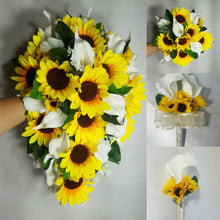Load image into Gallery viewer, Ivory Calla Lily Sunflower Bridal Wedding Bouquet Accessories