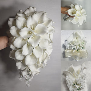Ivory White Calla Lily Bridal Wedding Bouquet Accessories