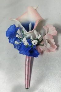 Pink Royal Blue White Rose Calla Lily