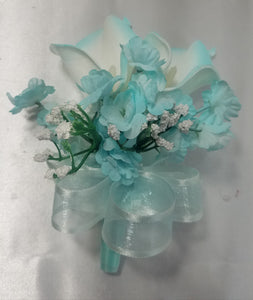 Aqua White Rose Tiger Lily Bridal Wedding Bouquet Accessories