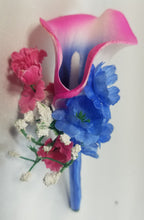Load image into Gallery viewer, Fuchsia Royal Blue Rose Calla Lily Lily Bridal Wedding Bouquet Accessories