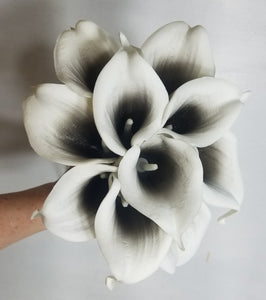 Black White Calla Lily Bridal Wedding Bouquet Accessories