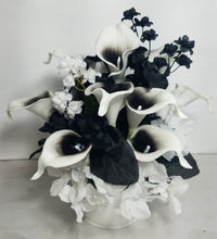 Load image into Gallery viewer, Black White Calla Lily Bridal Wedding Bouquet Accessories