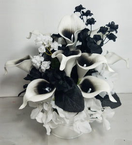 Black White Calla Lily Bridal Wedding Bouquet Accessories