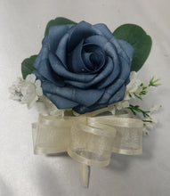 Load image into Gallery viewer, Dusty Blue Rose Eucalyptus Faux Foam Bridal Wedding Bouquet Accessories