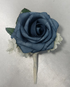 Dusty Blue Rose Eucalyptus Faux Foam Bridal Wedding Bouquet Accessories