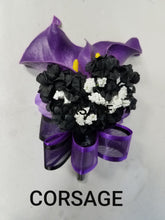 Load image into Gallery viewer, Purple Black Calla Lily Bridal Wedding Bouquet Accessories