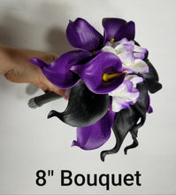 Load image into Gallery viewer, Purple Black Calla Lily Bridal Wedding Bouquet Accessories