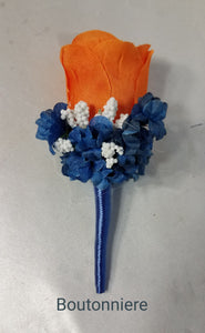 Orange Navy Blue Rose Calla Lily Bridal Wedding Bouquet Accessories