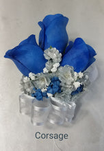 Load image into Gallery viewer, Royal Blue Silver White Rose Bridal Wedding Bouquet Accessories