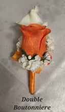 Load image into Gallery viewer, Orange Ivory Rose Tiger Lily Bridal Wedding Bouquet Accessories