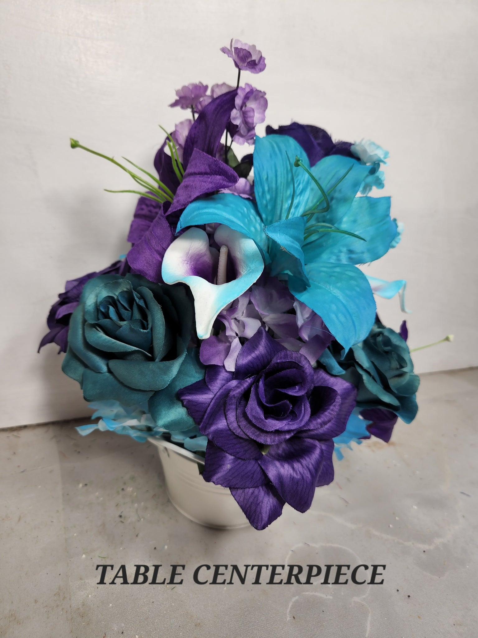 tiger lily wedding centerpieces Purple Teal Rose Tiger Lily Bridal Wedding Bouquet Accessories