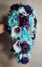 Load image into Gallery viewer, Turquoise Purple Eggplant Silver Rose Calla Lily