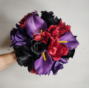 Dark Red Purple Black Theme Wedding Bridal Wedding Bouquet Accessories