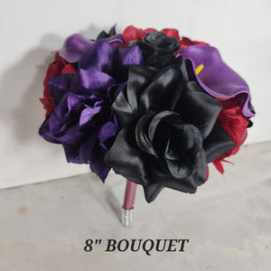 Dark Red Purple Black Theme Wedding Bridal Wedding Bouquet Accessories