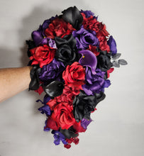Load image into Gallery viewer, Dark Red Purple Black Theme Wedding Bridal Wedding Bouquet Accessories