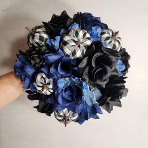 Navy Blue Black Gothic Theme Bridal Wedding Bouquet Accessories