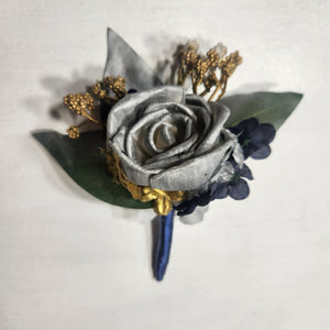 Navy Blue Silver Gold Theme Bridal Wedding Bouquet Accessories