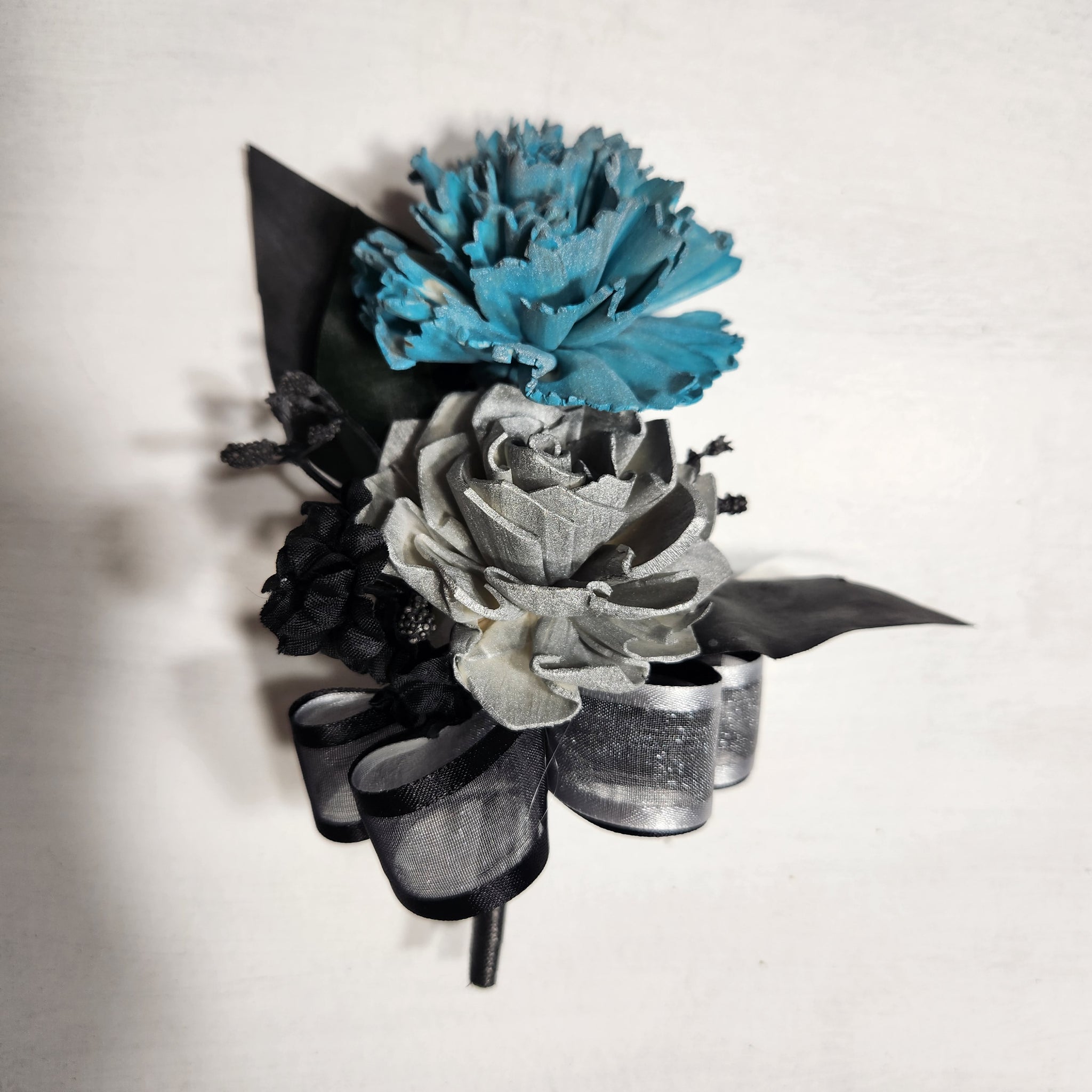 Turquoise Silver Sola Wood Flower Bridal Wedding Bouquet Accessories
