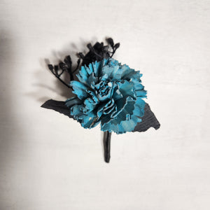 Turquoise Black Silver Vintage Sola Wood Flower Bridal Wedding Bouquet Accessories