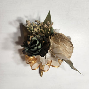 Green Gold Vintage Sola Wood Bridal Wedding Bouquet Accessories
