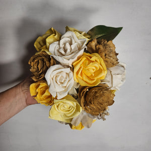 Yellow Gold Rose Sola Wood Bridal Wedding Bouquet Accessories