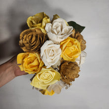 Load image into Gallery viewer, Yellow Gold Rose Sola Wood Bridal Wedding Bouquet Accessories