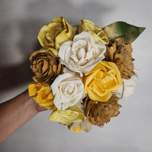 Yellow Gold Rose Sola Wood Bridal Wedding Bouquet Accessories