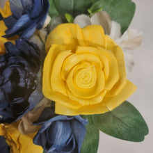 Load image into Gallery viewer, Yellow Navy Blue Rose Calla Lily Bridal Wedding Bouquet Accessories